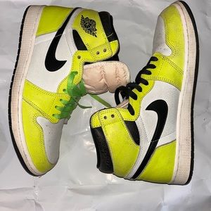 Neon lime green Nike Air Force ones